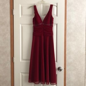 Red wine formal dress.